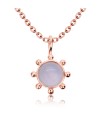 Rose Quartz Natural Round Stone Silver Necklace SPE-5143